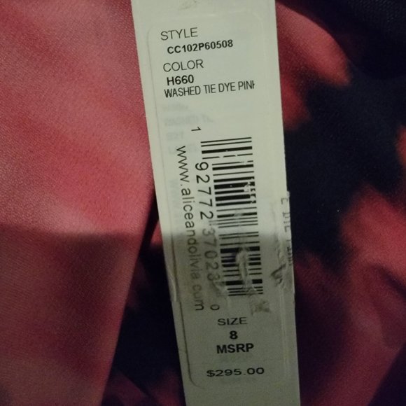 Alice + Olivia Women's Pink Delora Tie Dye Long Sleeve Body-con Dress Size 8 - Picture 9 of 16